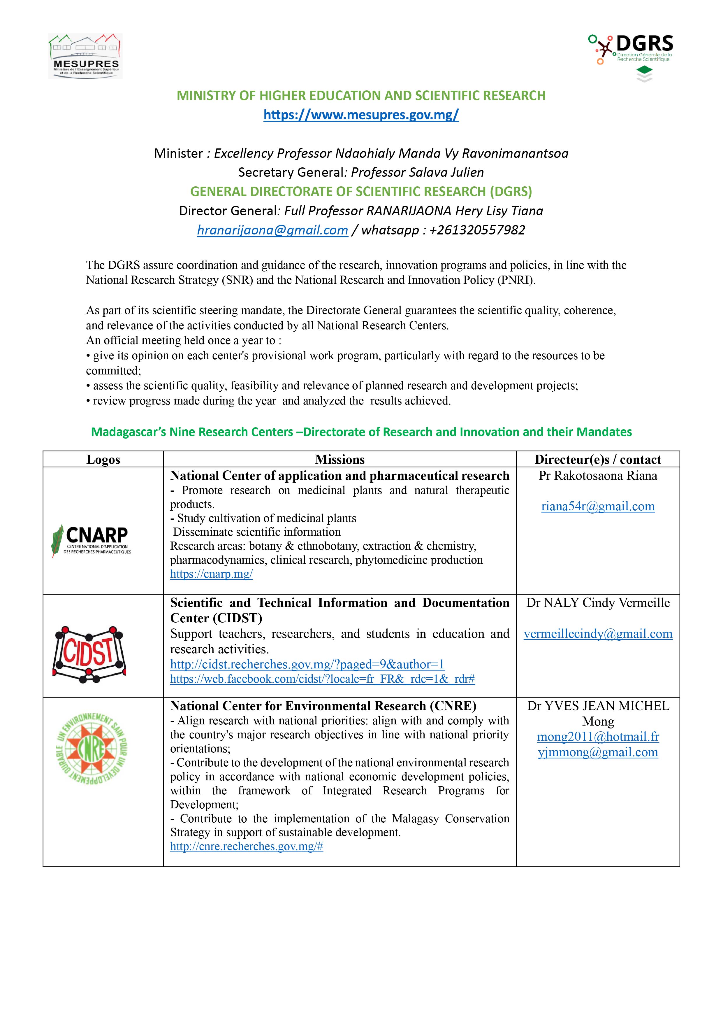 Couverture Brochure DGRS