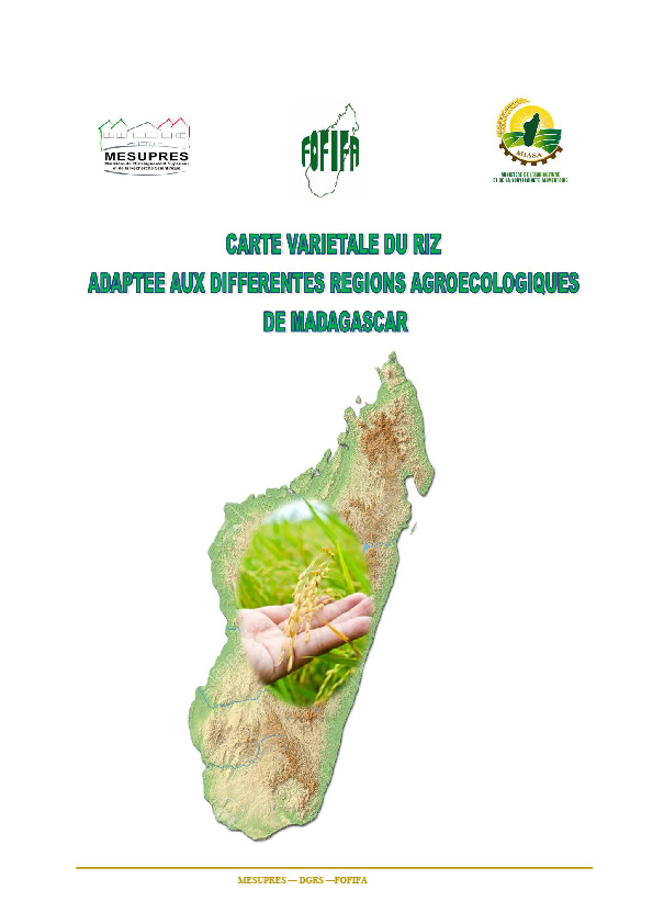 Couverture Carte Variétale du Riz adaptée aux différentes régions agroécologiques de Madagascar