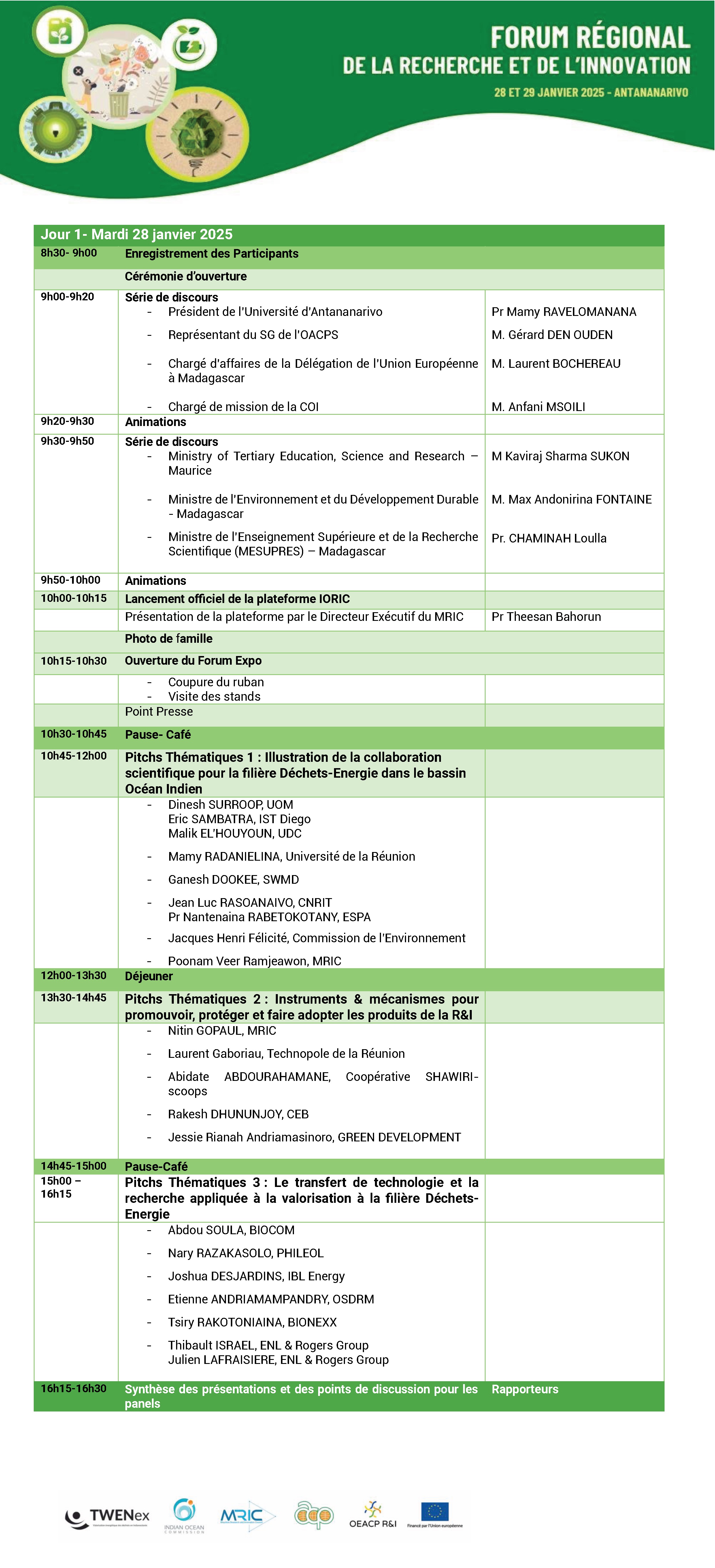 Forum Régional de la Recherche et de l'Innovation du 28 et 29 janvier 2025 à Antananarivo
